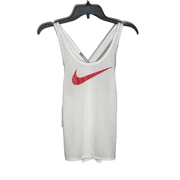 Nike Women's Dri-fit Printed-Logo Cross-Back Running Tank Top, white XS - Picture 1 of 9